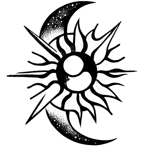 Sun and Moon tattoo design idea