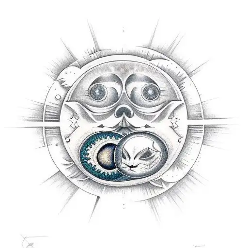 Sun and Moon tattoo design idea