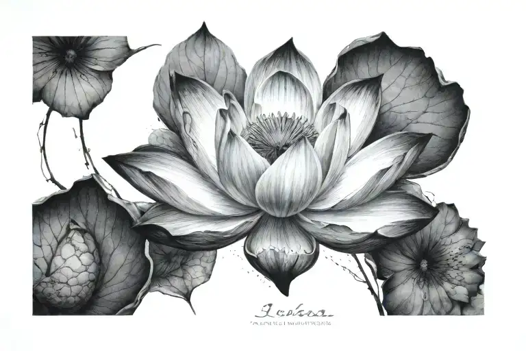 Spinal tattoo: Lotus flower tattoo design idea