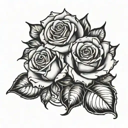 music roses fire  tattoo design idea