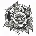music roses fire  tattoo design idea