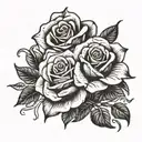 music roses fire  tattoo design idea
