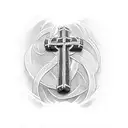 christian Cross with 2 Timothy 1:7 tattoo design idea