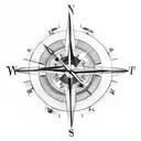 Compass and clock and willow tree tattoo design idea