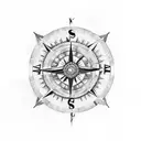 Compass and clock and willow tree tattoo design idea