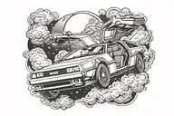 Delorean flying tattoo design idea