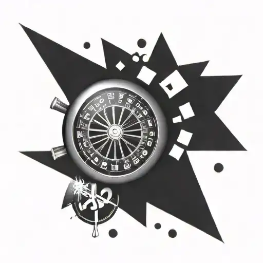 A tattoo of a roulette wheel with the client's lucky number highlighted (19) tattoo design idea
