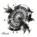 A tattoo of a roulette wheel with the client's lucky number highlighted (19) tattoo design idea