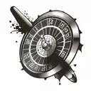 A tattoo of a roulette wheel with the client's lucky number highlighted (19) tattoo design idea