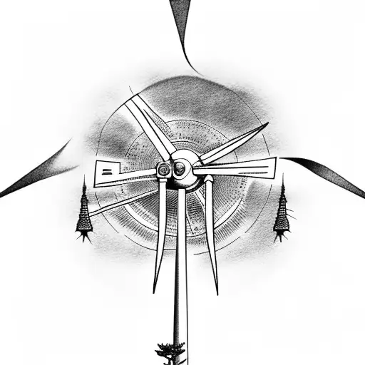 wind turbine hills tattoo design idea