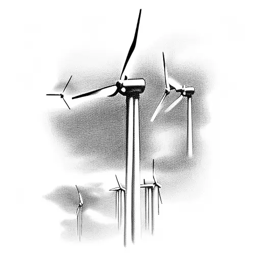 wind turbines tattoo design idea