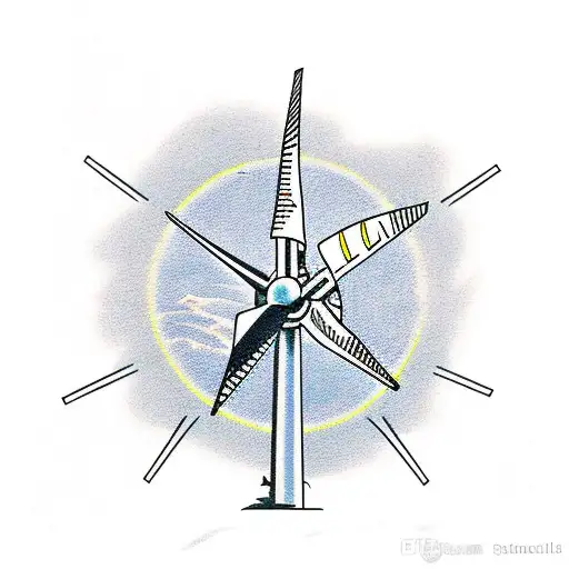 wind turbines mountain tattoo design idea