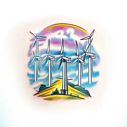 wind turbines Appalachia  tattoo design idea