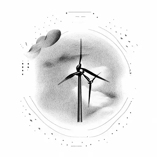 wind turbines hills tattoo design idea