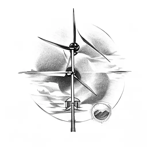 wind turbine tattoo design idea