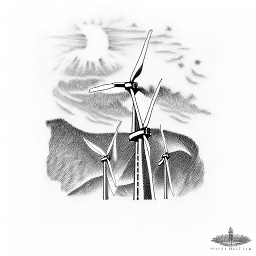 wind turbines Appalachia  tattoo design idea