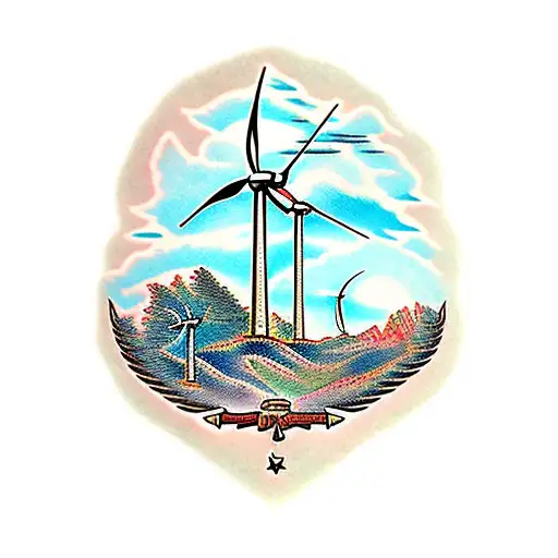 wind turbines Appalachia  tattoo design idea