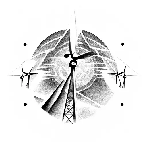 wind turbines mountain tattoo design idea