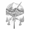 mountain scene wind turbines tattoo design idea