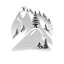 mountain scene wind turbines tattoo design idea