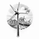 wind turbines Appalachia  tattoo design idea