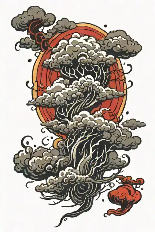 Black and red storm clouds tattoo design idea