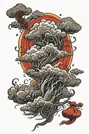 Black and red storm clouds tattoo design idea