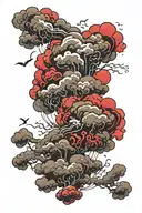 Black and red storm clouds tattoo design idea