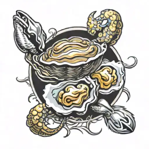 oyster and crabs tattoo design idea