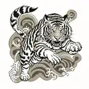tiger leaping towards tattoo design idea