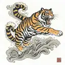 tiger leaping towards tattoo design idea