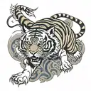 tiger leaping towards tattoo design idea