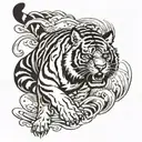 tiger leaping towards tattoo design idea