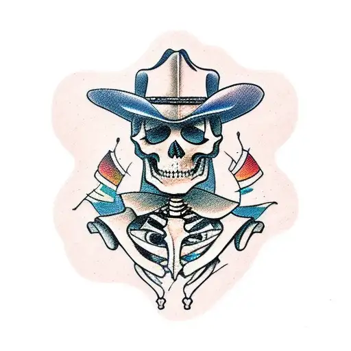 western cowboy  skeleton full body tattoo design idea