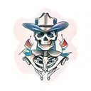 western cowboy  skeleton full body tattoo design idea