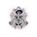 western cowboy  skeleton full body tattoo design idea
