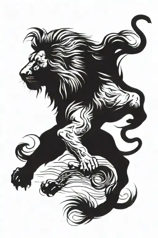 lion stalking forward tattoo design idea
