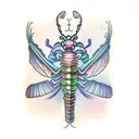 rainbow mantis shrimp wearing thanos' glove  tattoo design idea