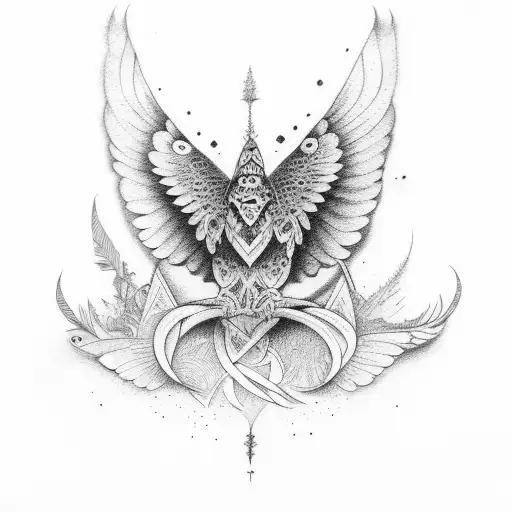 Letra M con Alas de Pájaro tattoo design idea