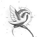 Dove and sun rays tattoo design idea
