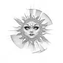 Dove and sun rays tattoo design idea