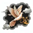 dove with clouds tattoo design idea