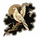 dove with clouds tattoo design idea