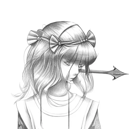 girl with bow and arrow tattoo design idea