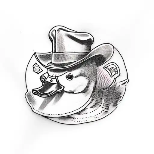 duck with fedora and a gun tattoo design idea