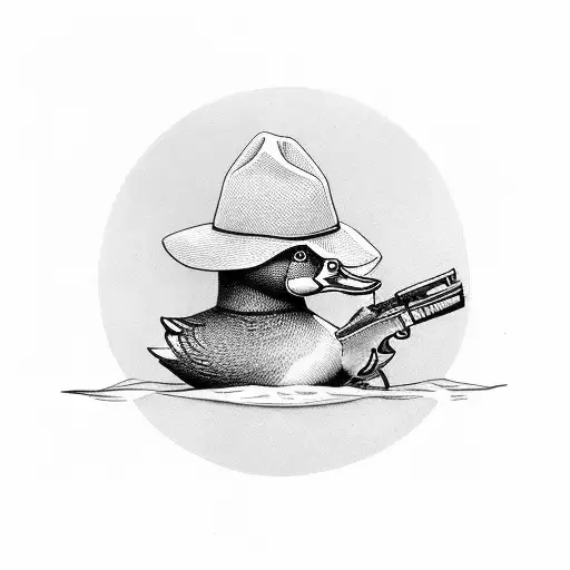 duck with fedora and a gun tattoo design idea