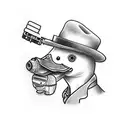 duck with fedora and a gun tattoo design idea