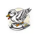 duck with fedora and a gun tattoo design idea