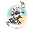 duck with fedora and a gun tattoo design idea