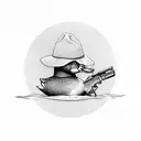 duck with fedora and a gun tattoo design idea
